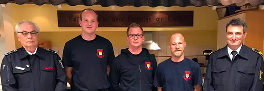 Von links: BI Manfred Hemmersbach, BOI Julian Gluch, OBM Christoph Bleffert, BI Thomas Reiter und BD Stefan Lakenbrink.